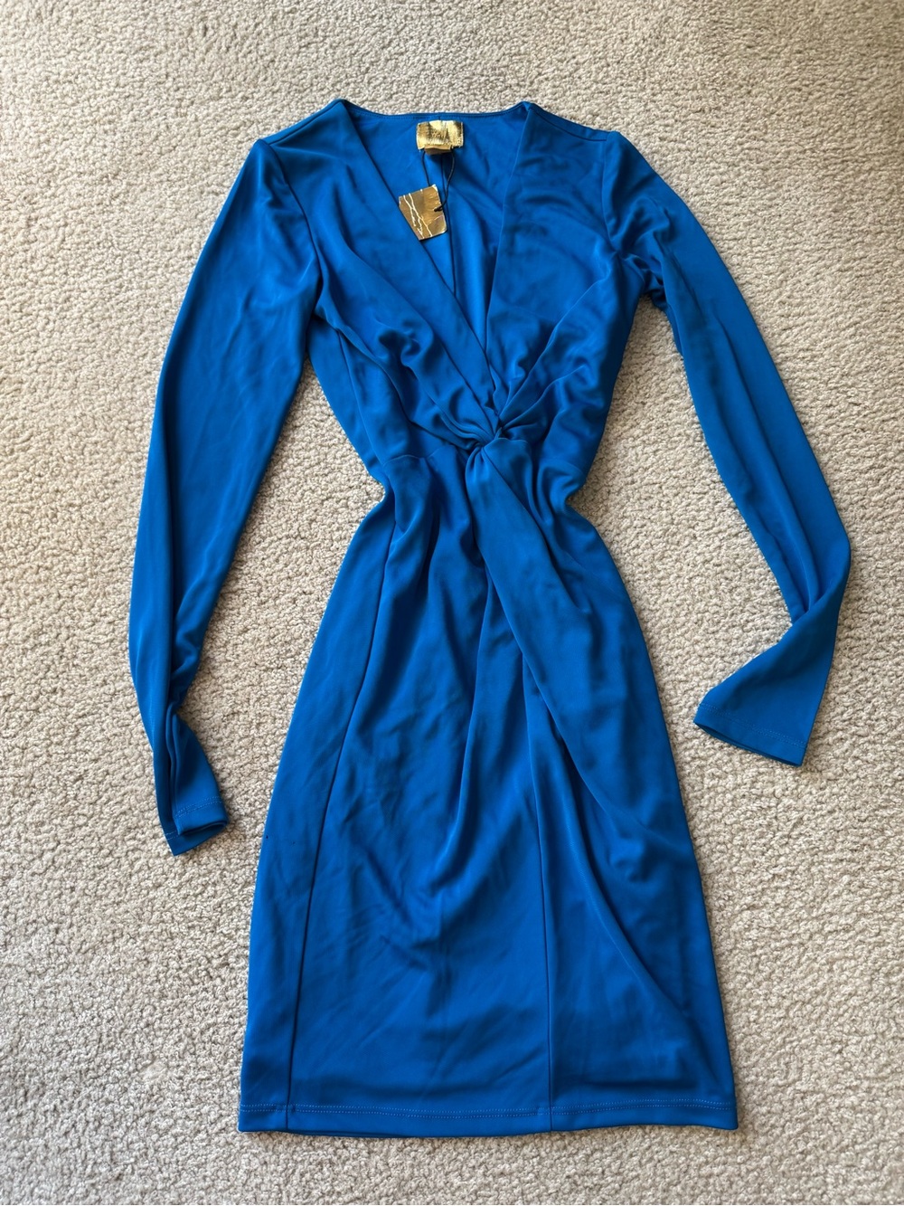 H&M Royal Blue Long-Sleeve Twist-Waist Maxi Dress sexy - NWT